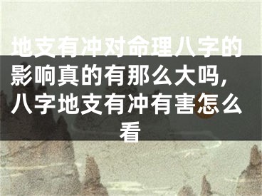 地支有冲对命理八字的影响真的有那么大吗,八字地支有冲有害怎么看
