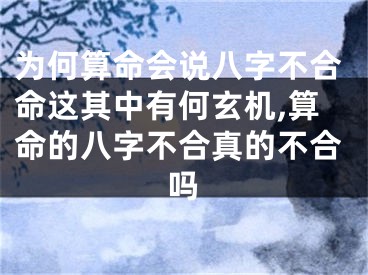 为何算命会说八字不合命这其中有何玄机,算命的八字不合真的不合吗