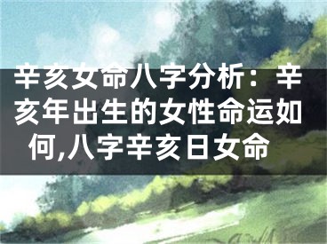 辛亥女命八字分析：辛亥年出生的女性命运如何,八字辛亥日女命