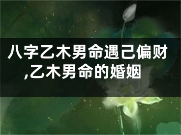 八字乙木男命遇己偏财,乙木男命的婚姻