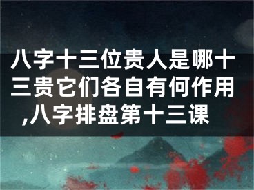 八字十三位贵人是哪十三贵它们各自有何作用,八字排盘第十三课