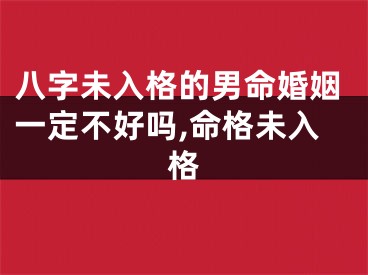 八字未入格的男命婚姻一定不好吗,命格未入格