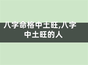 八字命格中土旺,八字中土旺的人