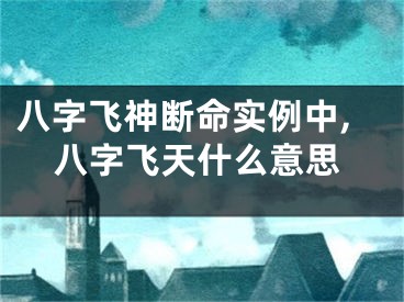 八字飞神断命实例中,八字飞天什么意思