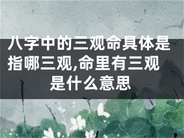 八字中的三观命具体是指哪三观,命里有三观是什么意思