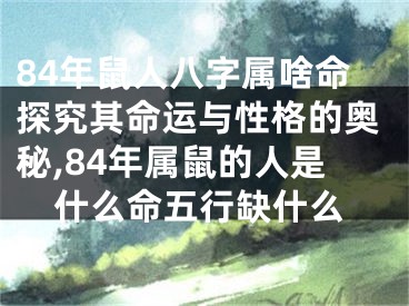 84年鼠人八字属啥命探究其命运与性格的奥秘,84年属鼠的人是什么命五行缺什么