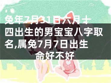 兔年7月31日六月十四出生的男宝宝八字取名,属兔7月7日出生命好不好