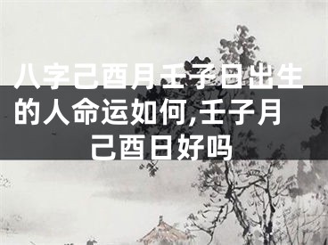 八字己酉月壬子日出生的人命运如何,壬子月己酉日好吗