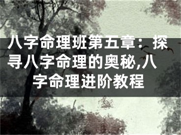 八字命理班第五章：探寻八字命理的奥秘,八字命理进阶教程