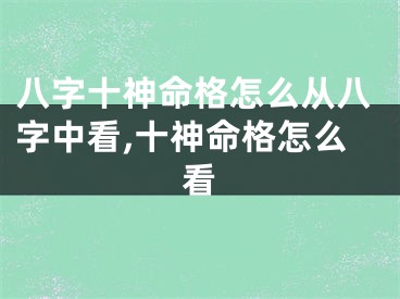 八字十神命格怎么从八字中看,十神命格怎么看