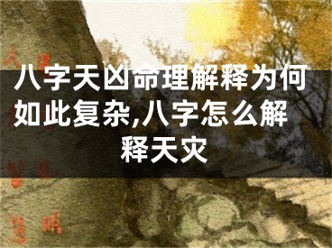 八字天凶命理解释为何如此复杂,八字怎么解释天灾