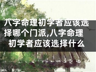 八字命理初学者应该选择哪个门派,八字命理初学者应该选择什么