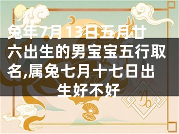 兔年7月13日五月廿六出生的男宝宝五行取名,属兔七月十七日出生好不好