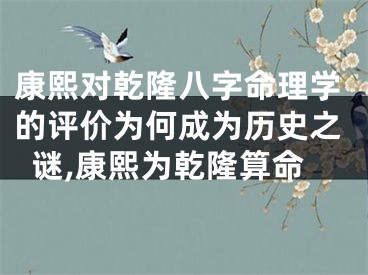 康熙对乾隆八字命理学的评价为何成为历史之谜,康熙为乾隆算命
