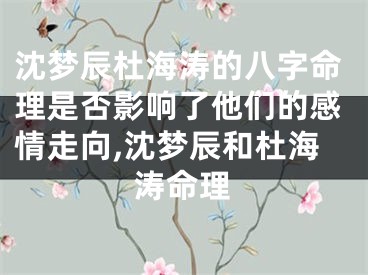 沈梦辰杜海涛的八字命理是否影响了他们的感情走向,沈梦辰和杜海涛命理