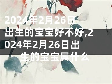 2024年2月26日出生的宝宝好不好,2024年2月26日出生的宝宝属什么