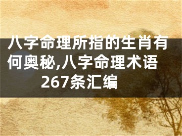 八字命理所指的生肖有何奥秘,八字命理术语267条汇编