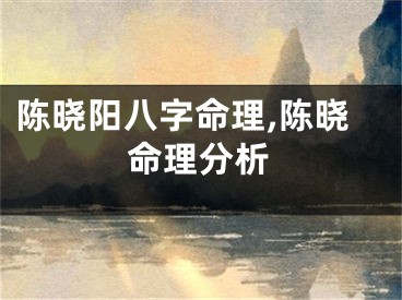 陈晓阳八字命理,陈晓命理分析