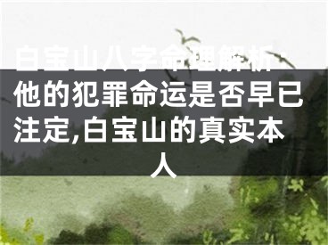 白宝山八字命理解析：他的犯罪命运是否早已注定,白宝山的真实本人