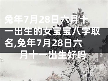 兔年7月28日六月十一出生的女宝宝八字取名,兔年7月28日六月十一出生好吗