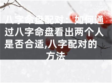 八字命盘配对：如何通过八字命盘看出两个人是否合适,八字配对的方法