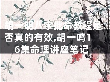 胡一明八字批命教程是否真的有效,胡一鸣16集命理讲座笔记