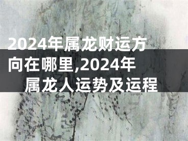 2024年属龙财运方向在哪里,2024年属龙人运势及运程