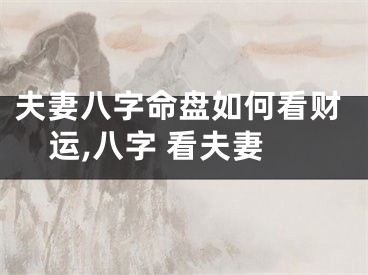 夫妻八字命盘如何看财运,八字 看夫妻