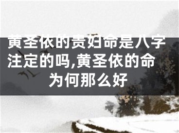 黄圣依的贵妇命是八字注定的吗,黄圣依的命为何那么好