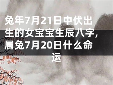 兔年7月21日中伏出生的女宝宝生辰八字,属兔7月20日什么命运