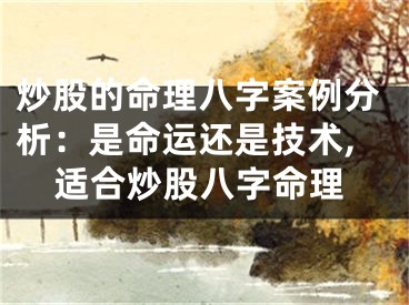 炒股的命理八字案例分析：是命运还是技术,适合炒股八字命理