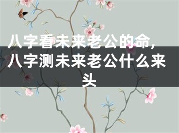 八字看未来老公的命,八字测未来老公什么来头