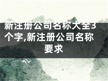 新注册公司名称大全3个字,新注册公司名称要求