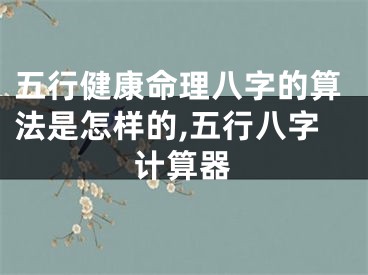 五行健康命理八字的算法是怎样的,五行八字计算器