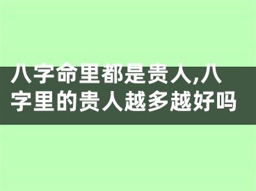 八字命里都是贵人,八字里的贵人越多越好吗