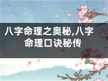 八字命理之奥秘,八字命理口诀秘传