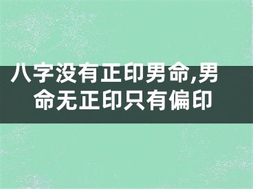 八字没有正印男命,男命无正印只有偏印