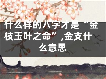 什么样的八字才是“金枝玉叶之命”,金支什么意思