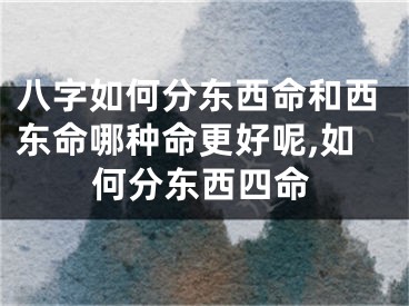 八字如何分东西命和西东命哪种命更好呢,如何分东西四命