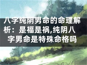 八字纯阴男命的命理解析：是福是祸,纯阴八字男命是特殊命格吗