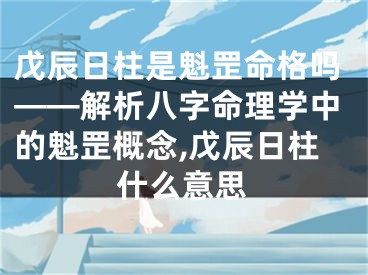 戊辰日柱是魁罡命格吗——解析八字命理学中的魁罡概念,戊辰日柱什么意思
