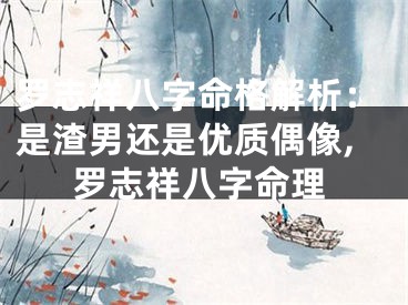 罗志祥八字命格解析：是渣男还是优质偶像,罗志祥八字命理