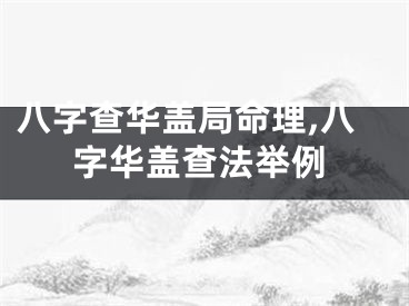 八字查华盖局命理,八字华盖查法举例