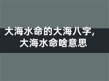 大海水命的大海八字,大海水命啥意思