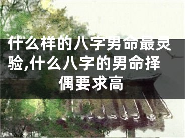 什么样的八字男命最灵验,什么八字的男命择偶要求高