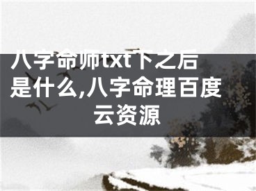 八字命师txt下之后是什么,八字命理百度云资源