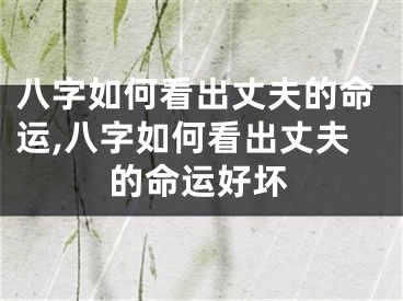 八字如何看出丈夫的命运,八字如何看出丈夫的命运好坏