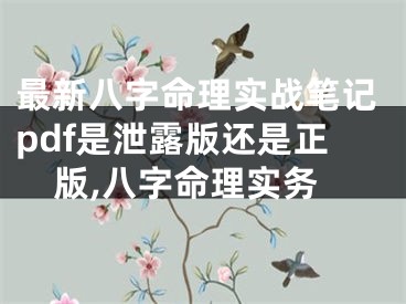 最新八字命理实战笔记pdf是泄露版还是正版,八字命理实务