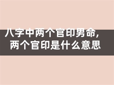 八字中两个官印男命,两个官印是什么意思