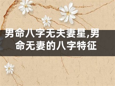 男命八字无夫妻星,男命无妻的八字特征